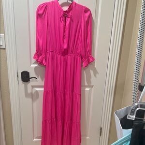 Elegant Pink Maxi Dress with Bow Detail
